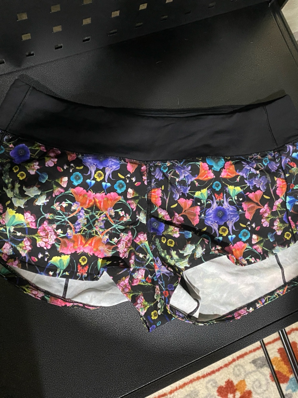 lululemon athletica Black Multicolor Floral Athletic Shorts